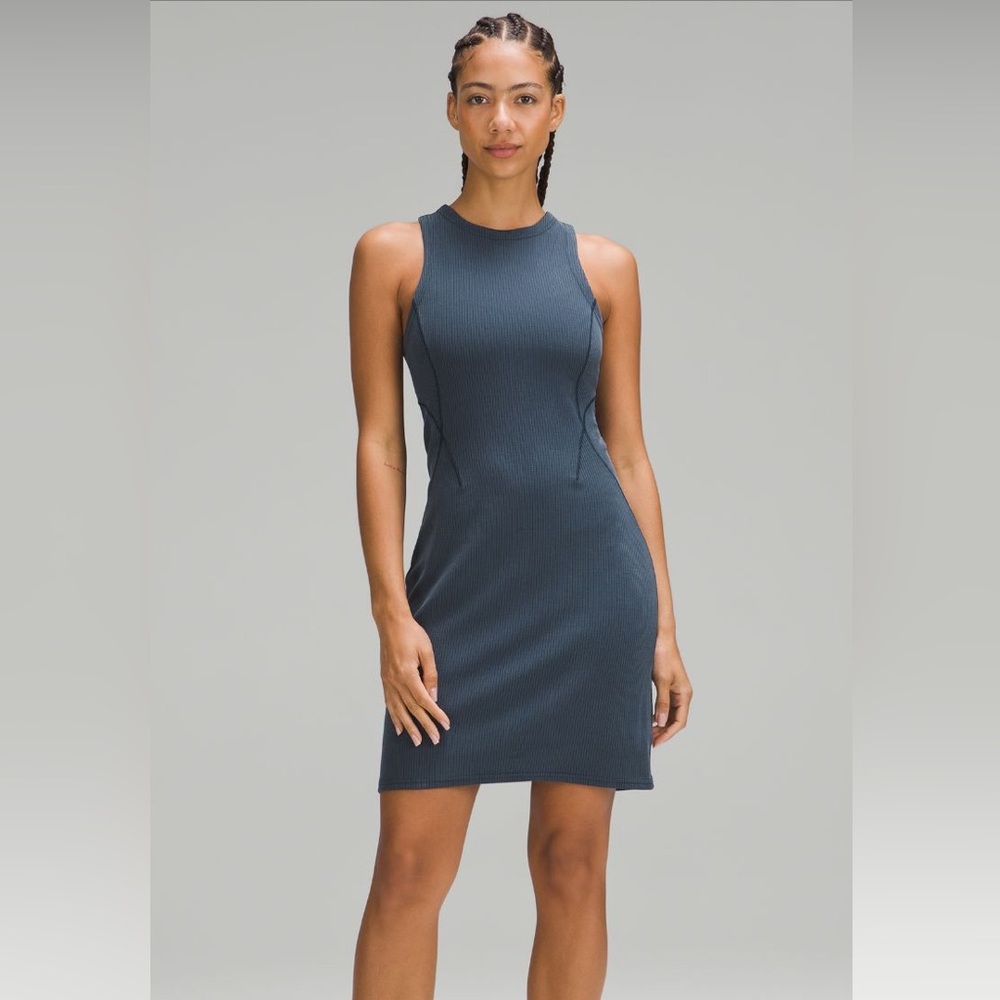 Lululemon ribbed softstreme slim-fit tank dress in true navy